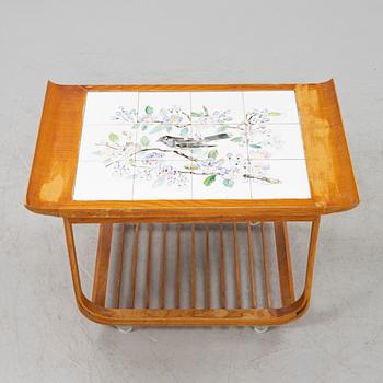 An elmwood serving trolley, Ferdinand Lundqvist, Gothenburg, 1940's/50's.