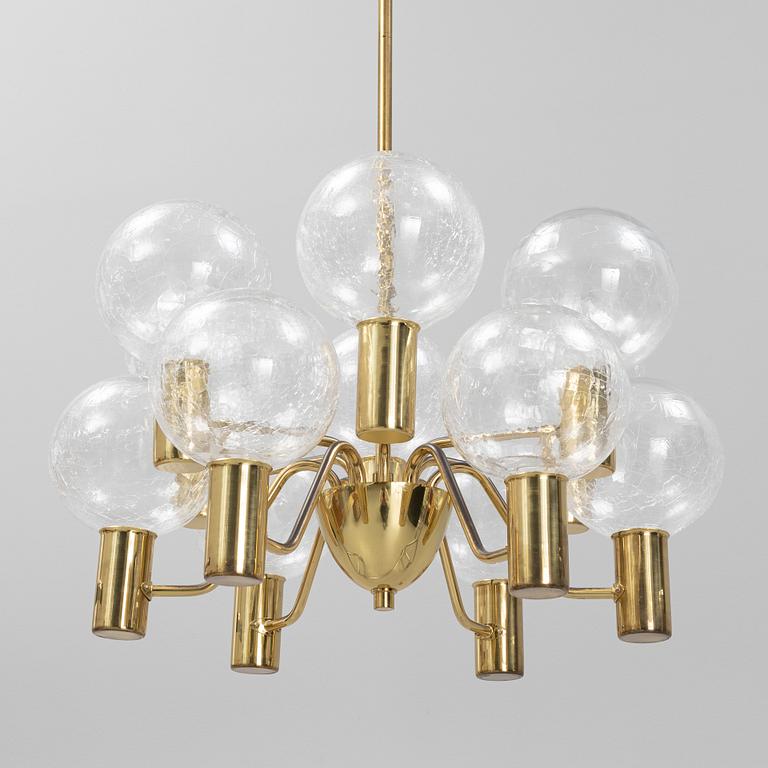 Hans-Agne Jakobsson, a 'Patricia T-372-12' brass and glass ceiling light, Markaryd.