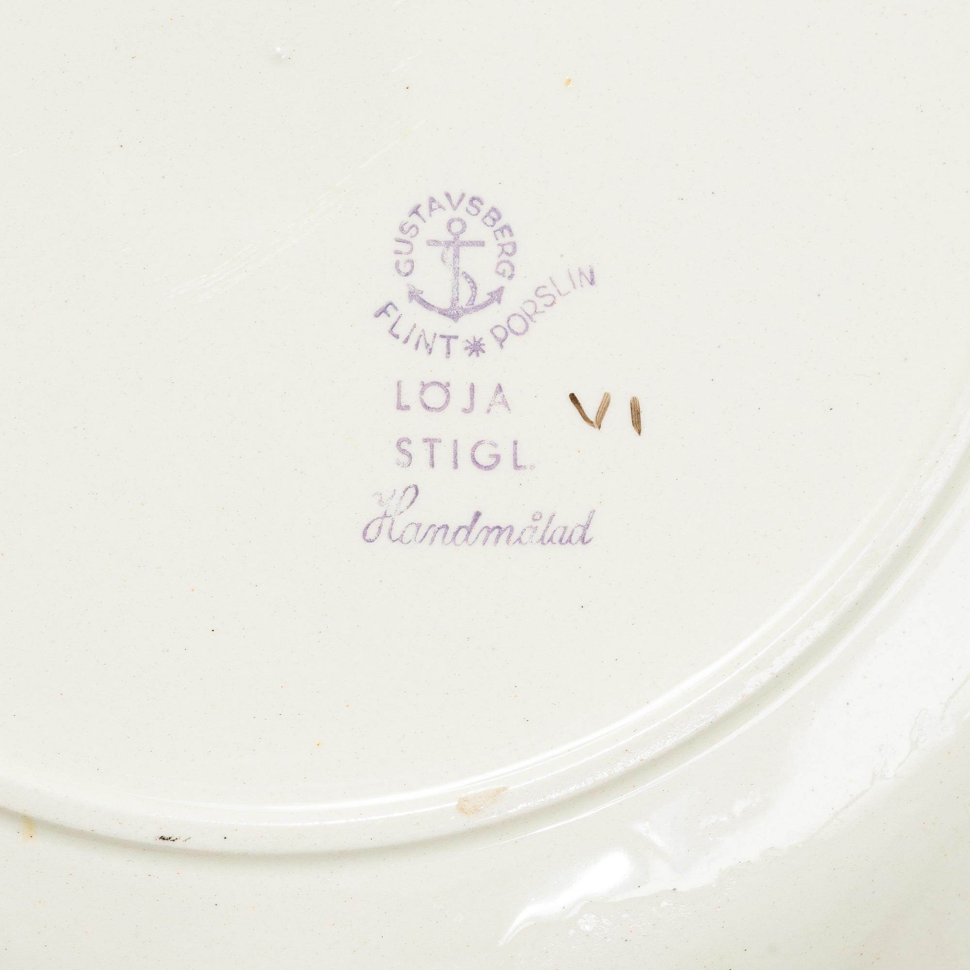 Stig Lindberg, Eight 'Löja' plates, Gustavsberg.