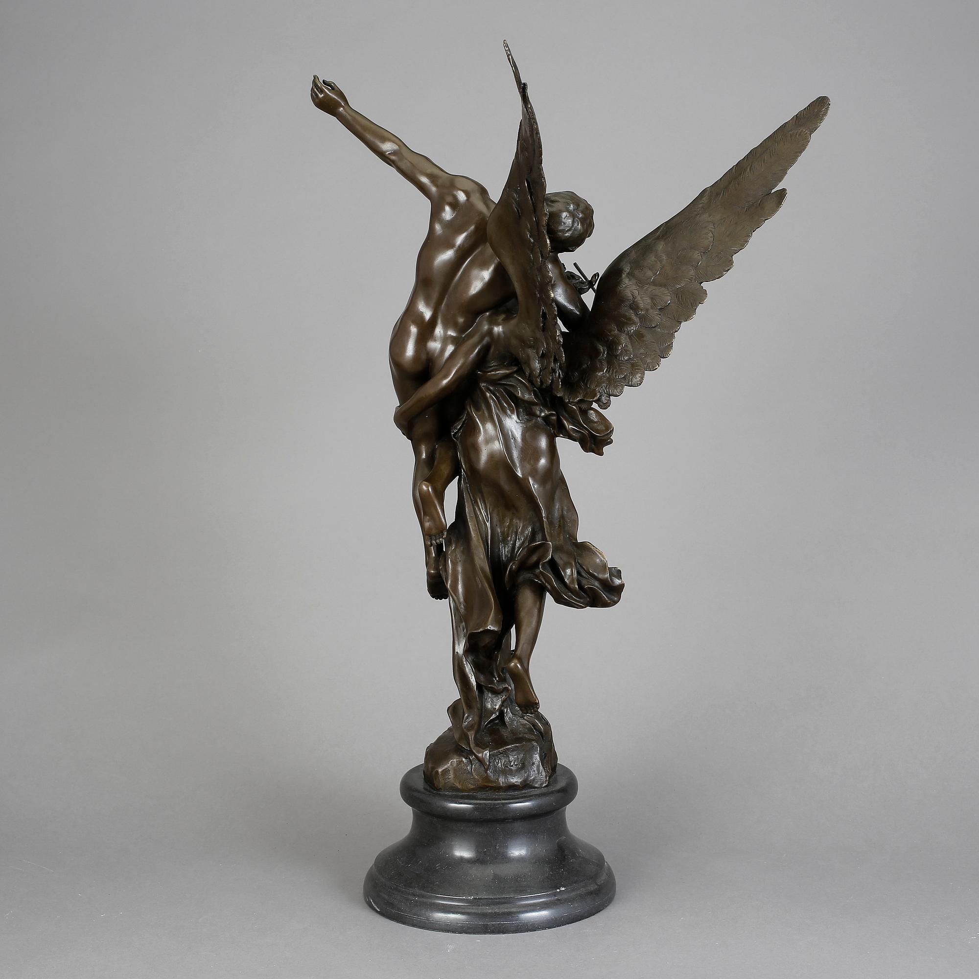 SKULPTUR, patinerad brons, efter Marius Jean Antoine Mercie, bär signatur, 1900-tal.