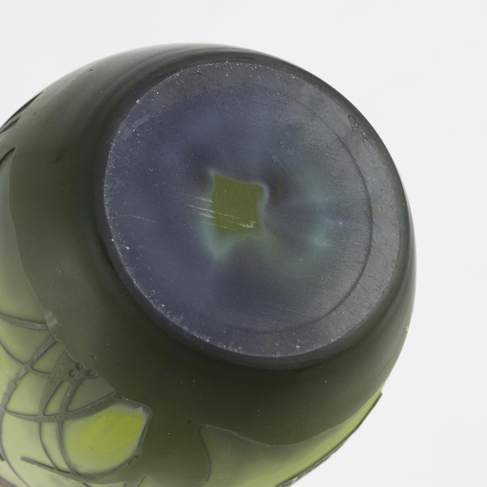 Emile Gallé, vase, glass, Art Nouveau, Nancy, France, early 20th century.