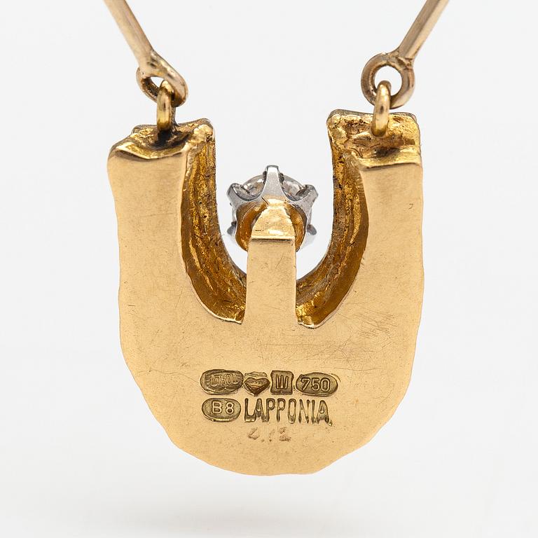 Juhani Linnovaara, Kaulakoru "Legato", 18K kultaa ja timantti n. 0.12 ct kaiverruksen mukaan, Lapponia 1979.
