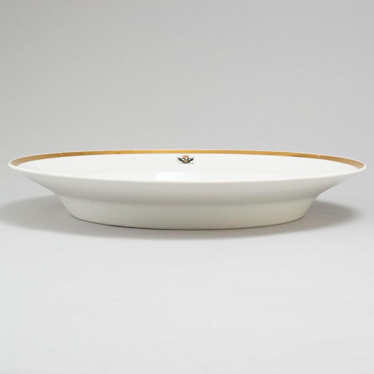 A first half of the 19th century porcelain plate and sauce boat, KPM, Berlin, Germany.