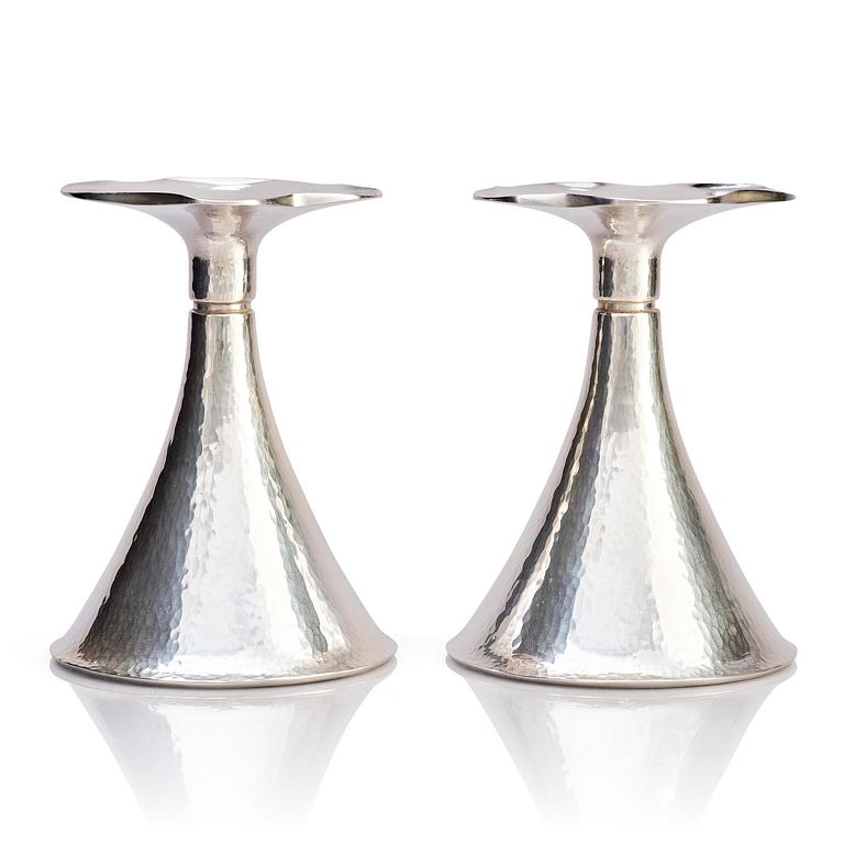 Bengt Liljedahl, a pair of silver candlesticks, Stockholm 1975.