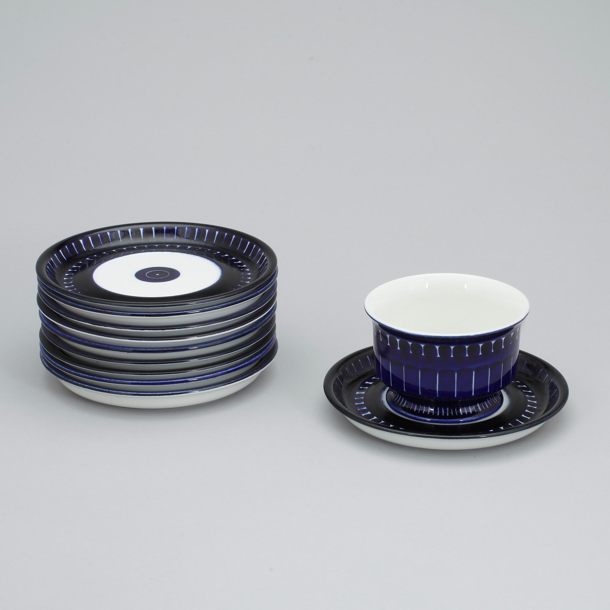 KAFFESERVIS, 22 delar, porslin, "Valencia", Ulla Procopé, Arabia. Formgiven 1960.