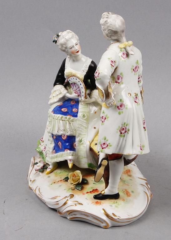 FIGURIN, porslin, rokokostil, Tyskland, 1900-tal.