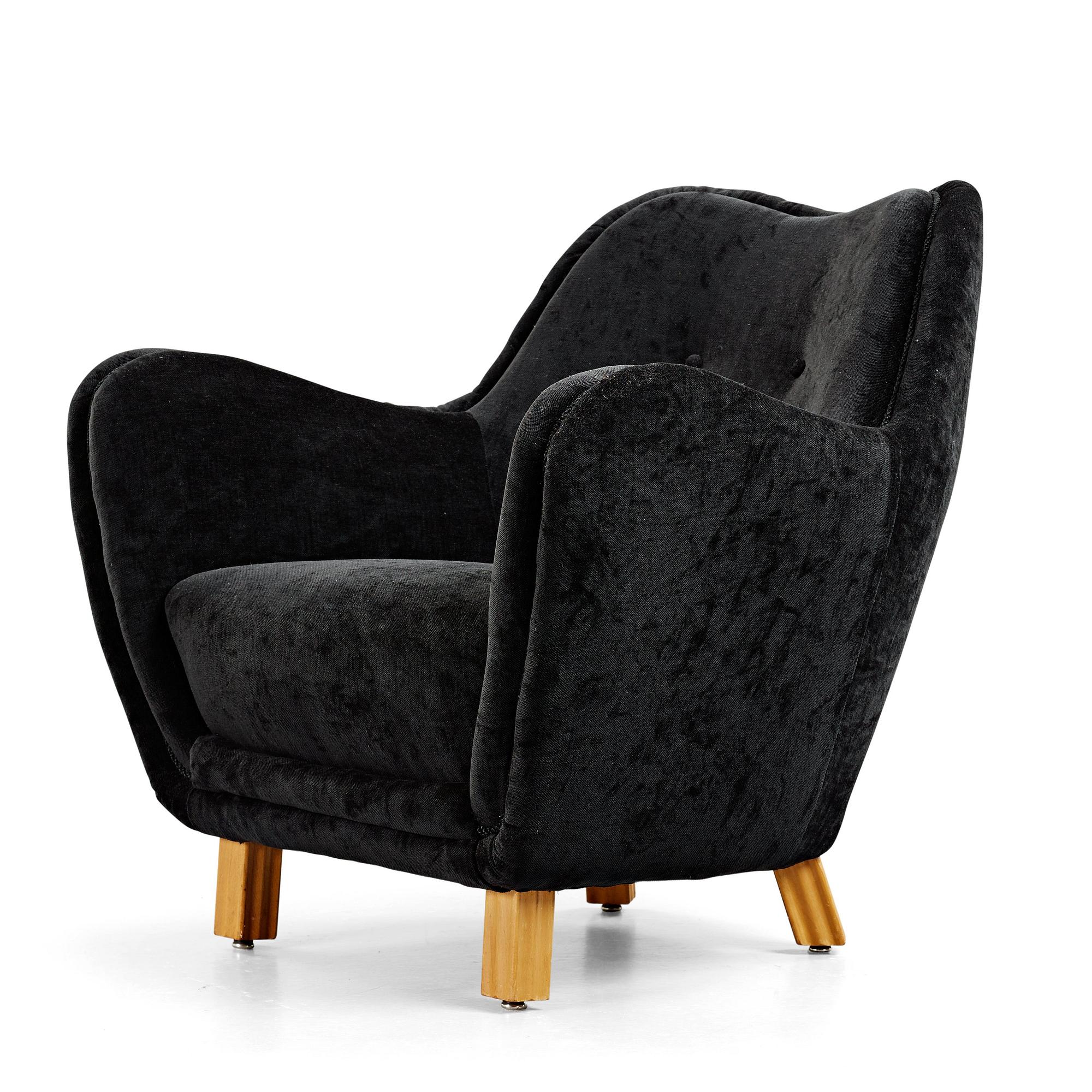 Swedish designer, an upholstered easy chair, 1950's.