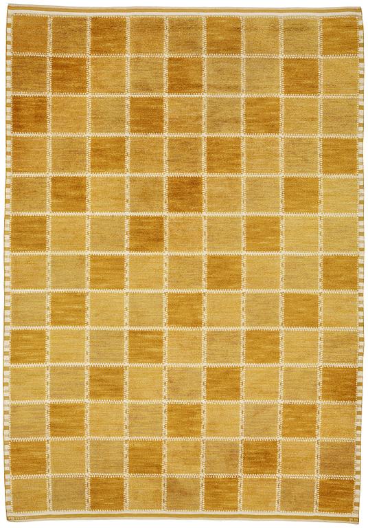 Barbro Nilsson, matta, "Gyllenrutan", reliefflossa, ca 381,5 x 259,5-269 cm, signerad AB MMF BN.
