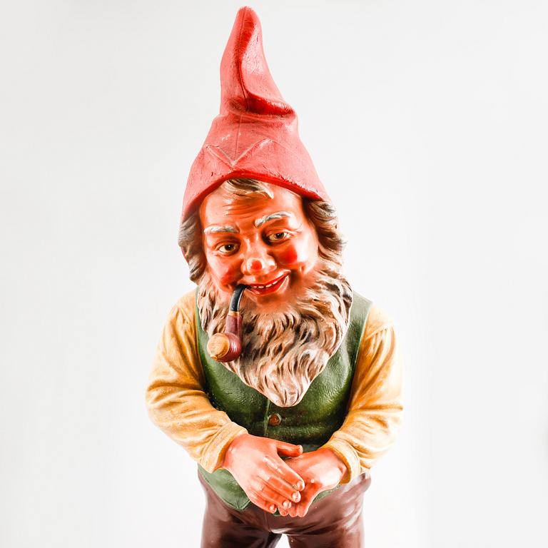 Gnome probably Germany mid-20th century painted terracotta.