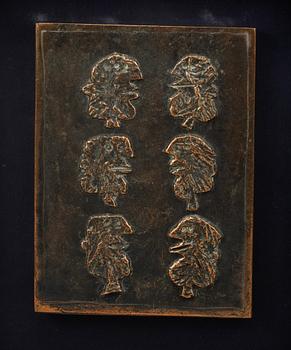 JAMES COIGNARD, relief, brons, osignerad, samt etsning, signerad och numrerad 57/75.