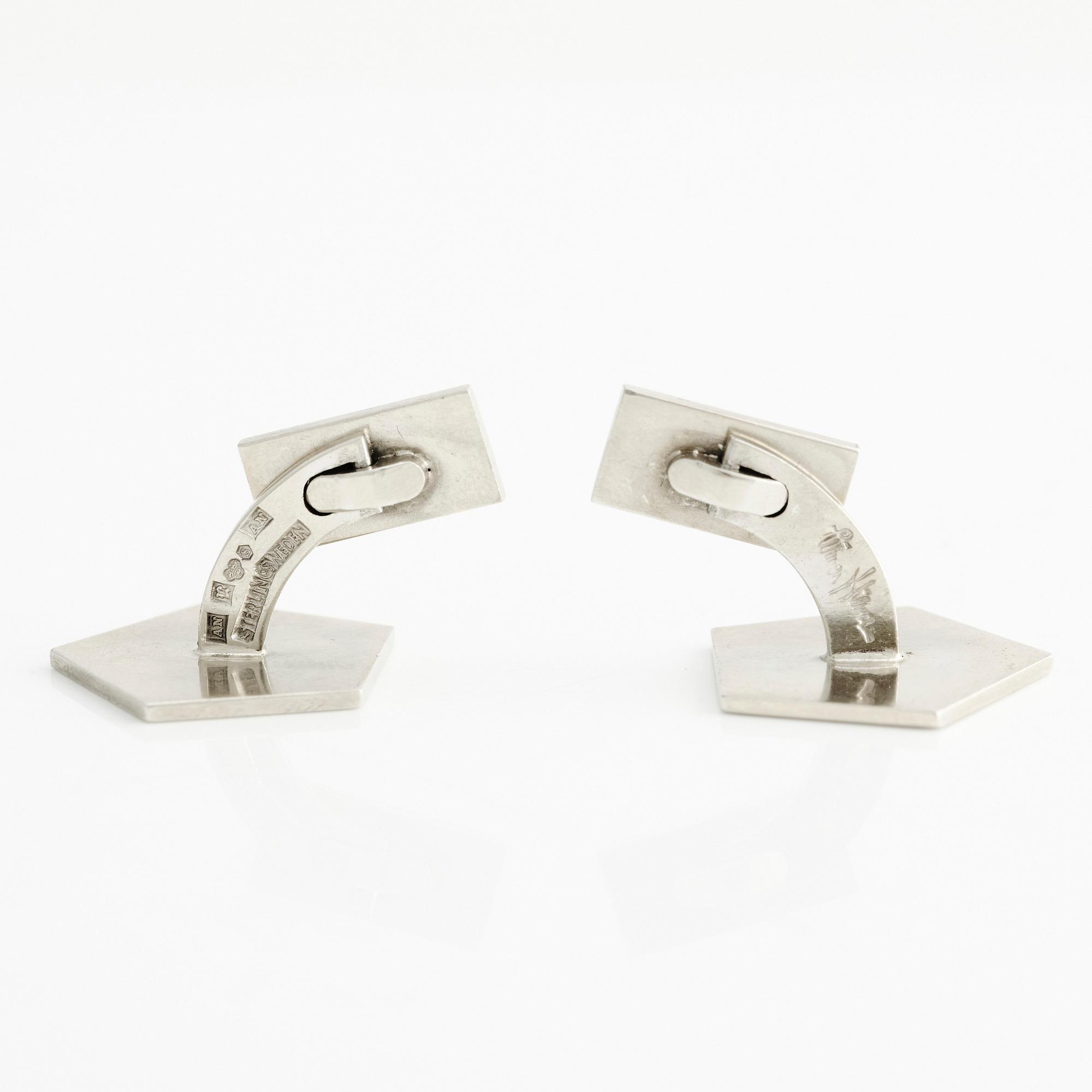 Wiwen Nilsson, manschettknappar, ett par, Lund, sterling silver, förgyllda.