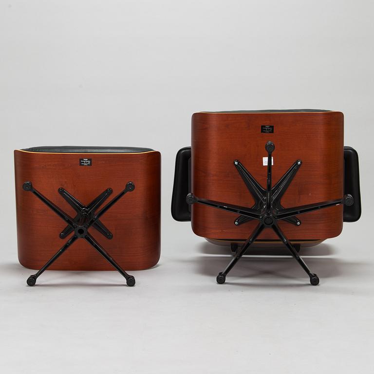 Charles and Ray Eames, a 'Lounge chair' and stool for Vitra 2006.