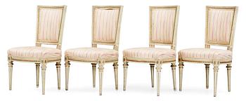 469. Four Gustavian 18th Century chairs, by C. J.  Wadstöm. Comprising two later copies.