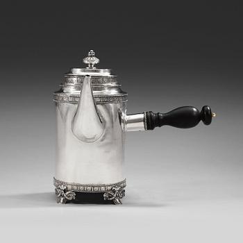 A Swedish 18th century silver coffee-pot, marks of Johan Stras, Stockholm 1786.