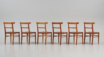 Gunnar Asplund, a set of six stained birch chairs, Nordiska Kompaniet, ca 1926-28, for the Stockholm Public Library.