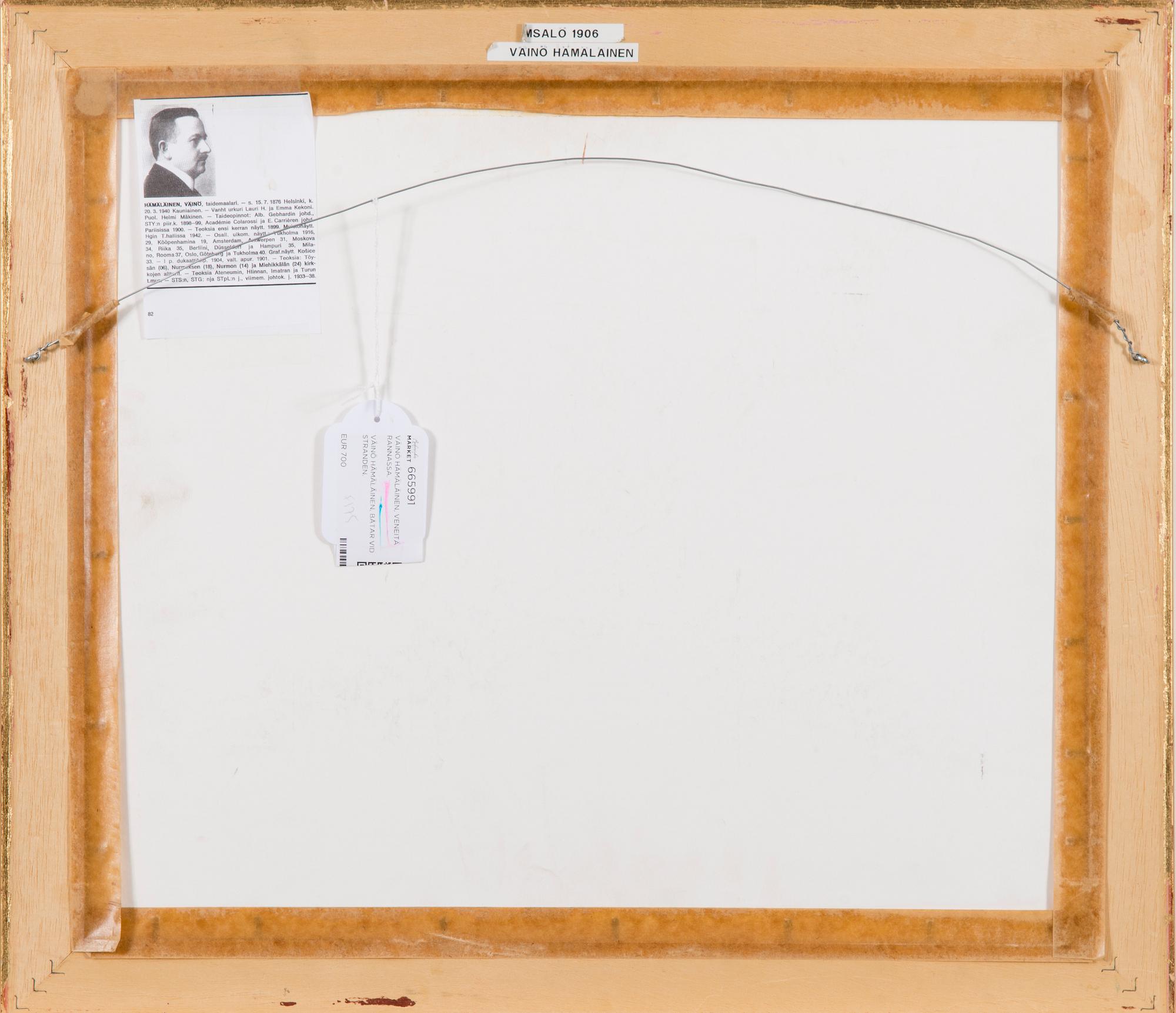 VÄINÖ HÄMÄLÄINEN, BÅTAR VID STRANDEN.