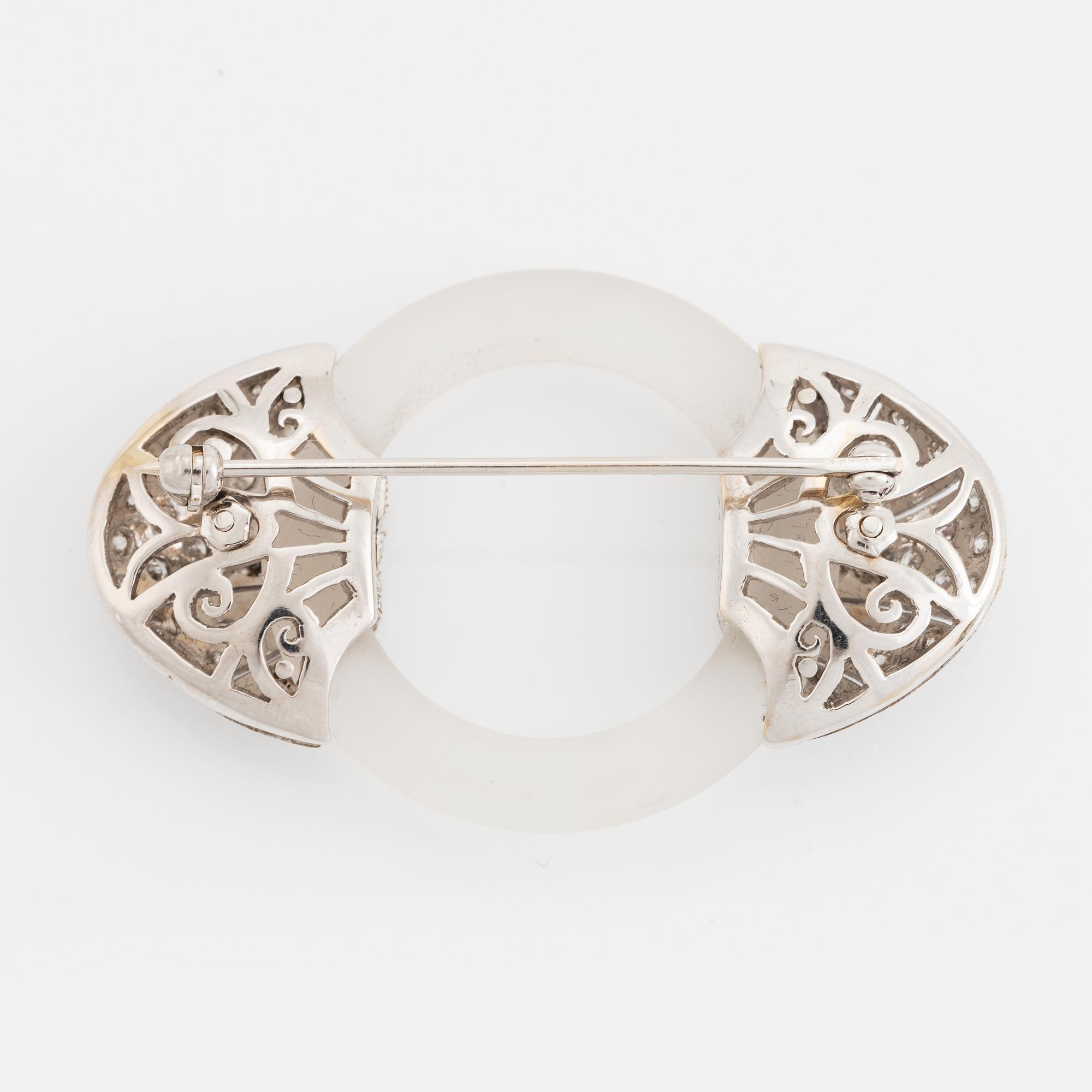 Rock crystal and brilliant cut diamond brooch.