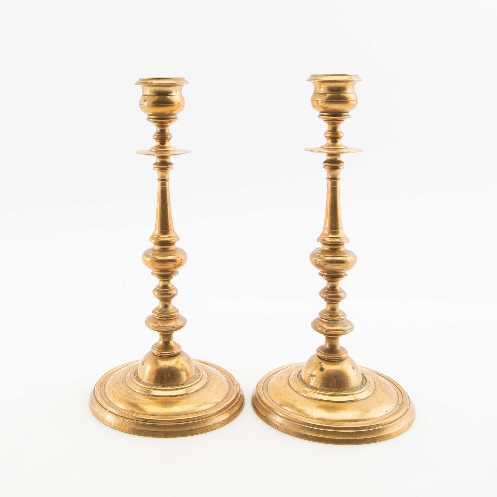 Candelsticks, a pair, Gusum, early 20th century.