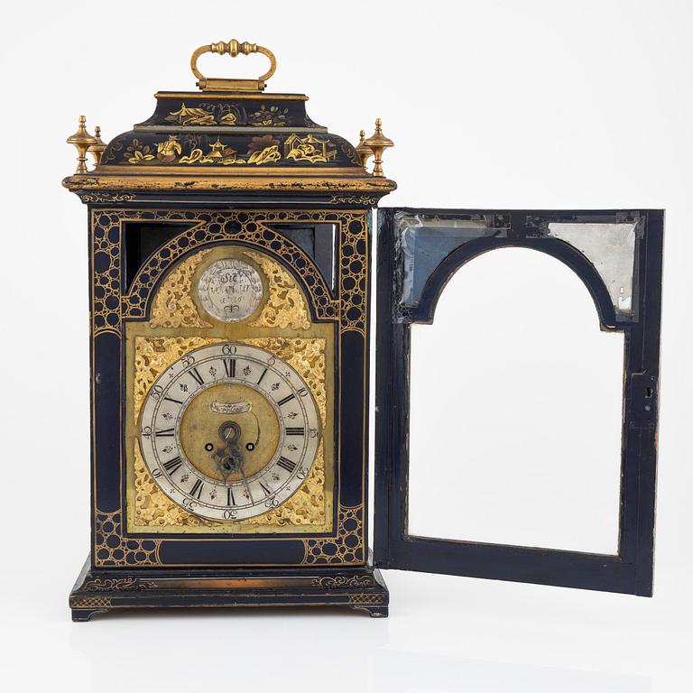 A Swedish late Baroque japanned bracket clock, first part of the 19th century.