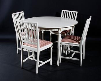 MATSALSGRUPP, 5 delar, gustaviansk stil, 1900-tal.