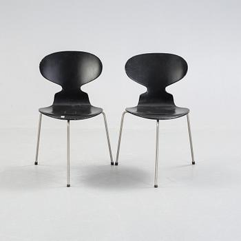 STOLAR, ett par, "Myran", Arne Jacobsen för Fritz Hansen, Danmark, 1900-talets mitt.