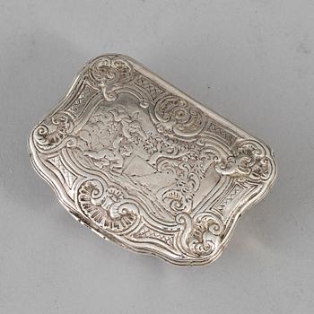 A French 18th century parcel-gilt silver snuff-box.