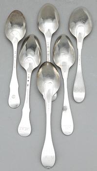 SKEDAR, 6 st, olika mästare, Sverige, mestadels 1700-talets slut. Vikt ca 299 gram.