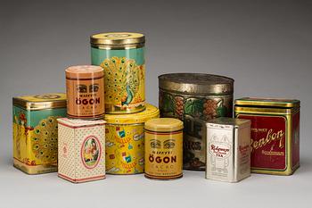 PLÅTBURKAR, 9 st, bl a 1900-talets första hälft.