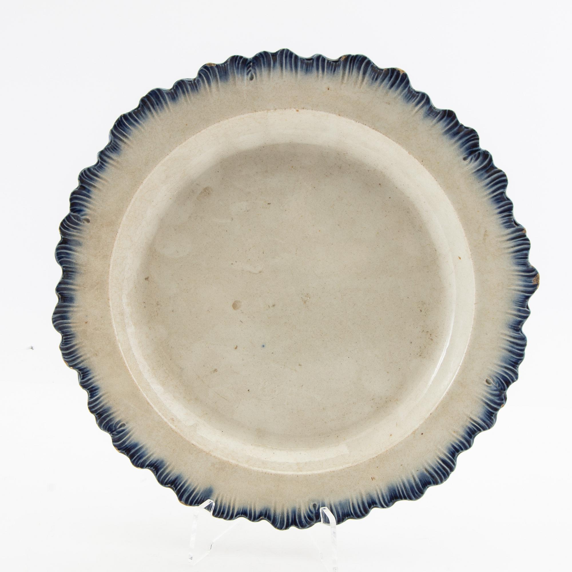 Servisdelar 7 st John Rogers & Son Longport England 1800-talets första hälft fajans.