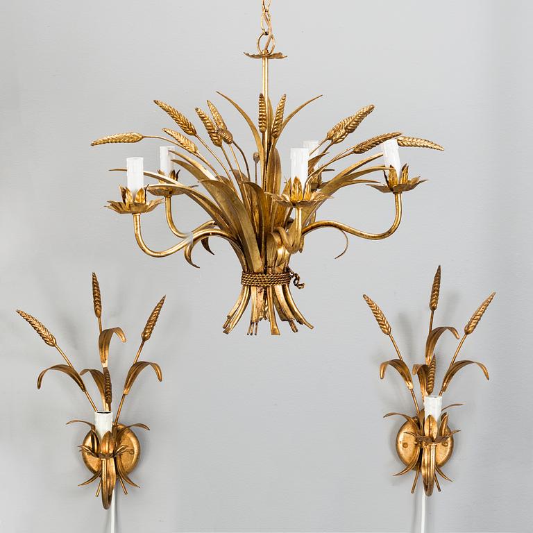 TAKKRONA SAMT ETT PAR LAMPETTER, Italien, 1900-talets andra hälft.