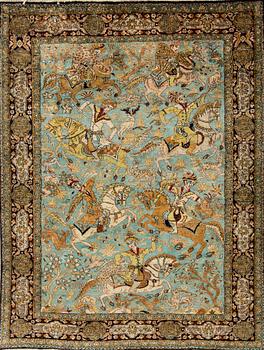 An old solk Ghom carpet ca 154,5 x 107,5 cm.
