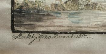 SIDENBRODERI, märkt ES, daterad Stockholm 20 december 1817.