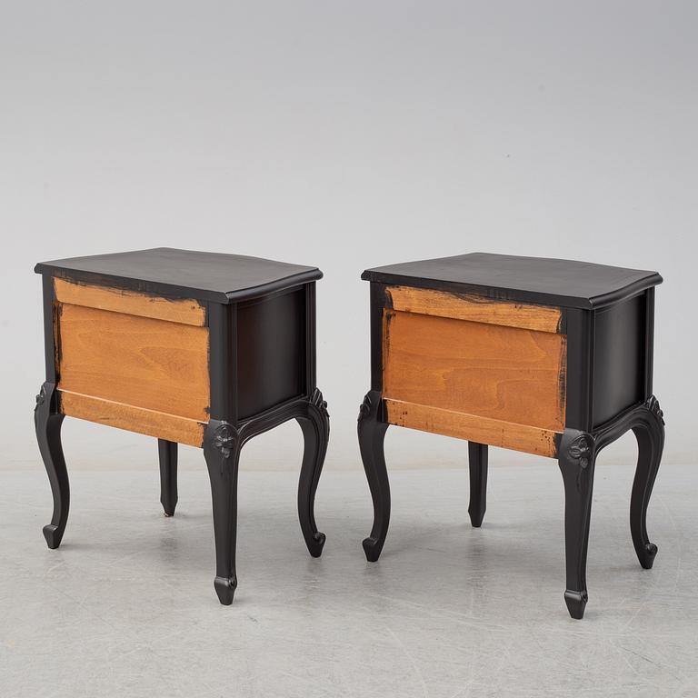 BEDSIDE TABLES, a pair, rococo-style, second half of the 20th century.
