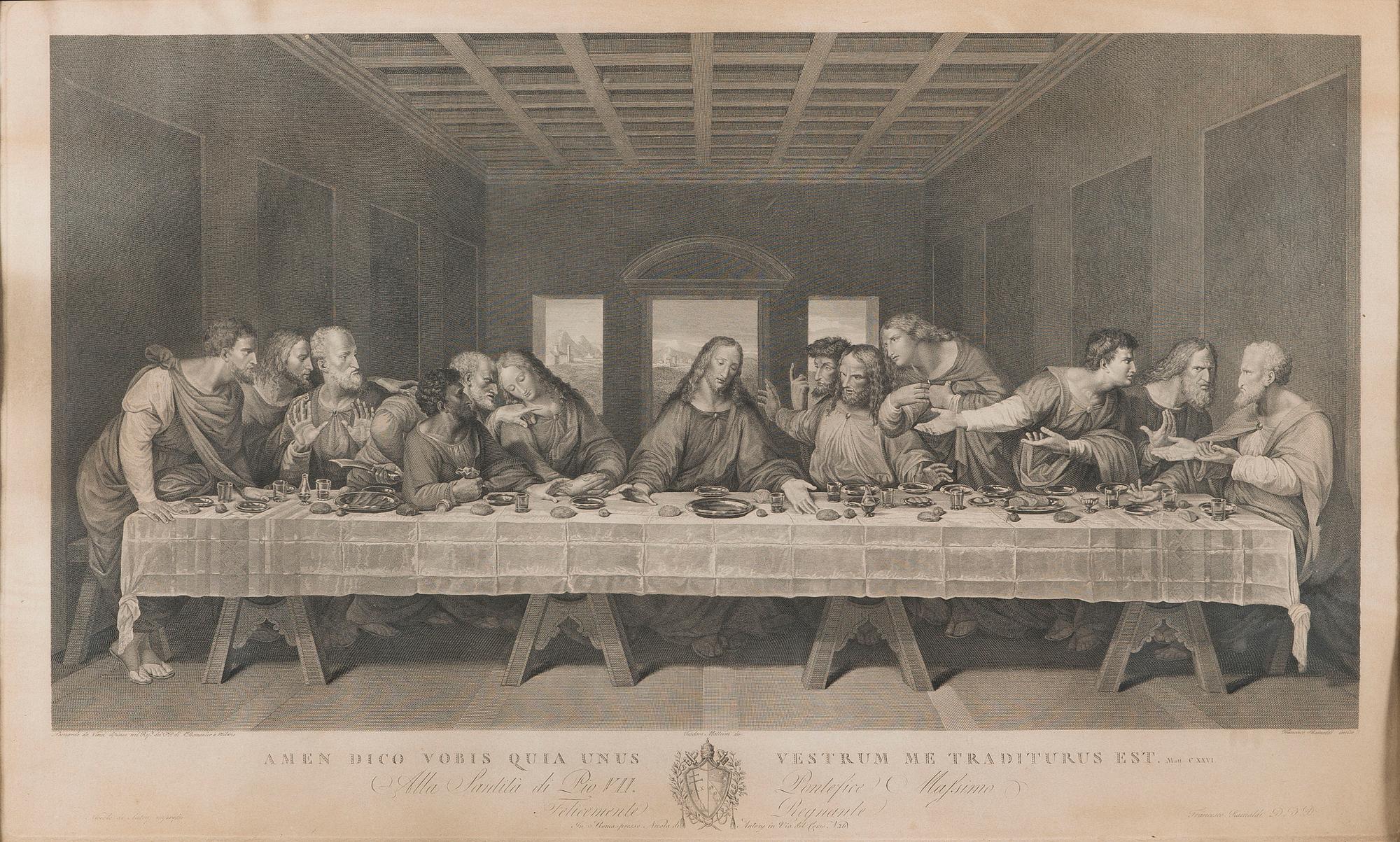 FRANCESCO RAINALDI, kopparstick, efter Leonardo da Vincis "Nattvarden".