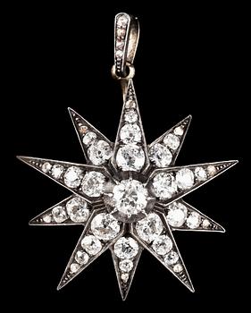 881. An old cut diamond star pendant, Wienna 1880's.