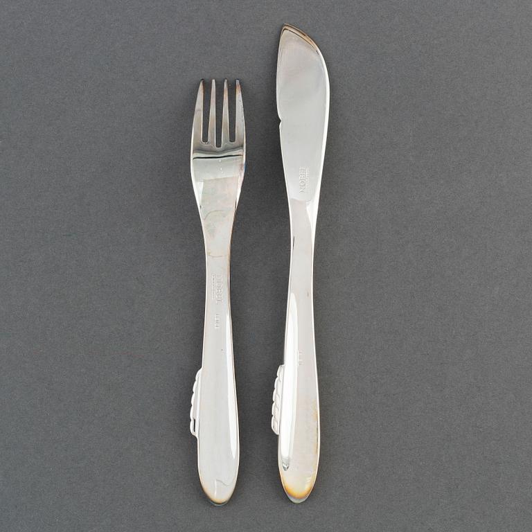 GUNNAR CYRÉN, 24+24 FISH CUTLERY "NOBEL" STAINLESS, Gense.