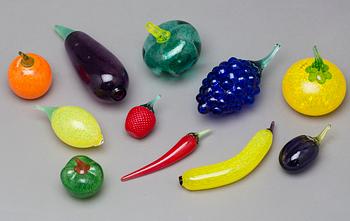 FRUKTER, 11 st, glas, Gunnel Sahlin, Kosta Boda.