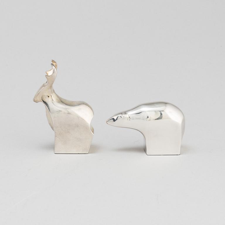 GUNNAR CYRÉN, two silverplated figurines, Danish design, Japan.