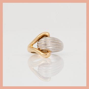 RING, 18K guld och vitguld, Sterling, Brasilien. Total vikt ca 5,29 g.
