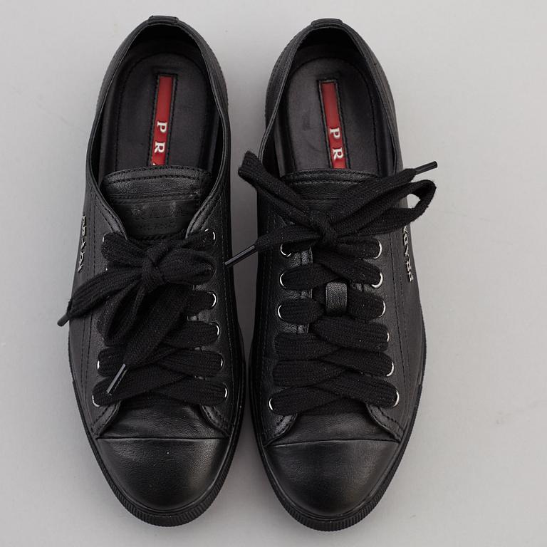 PRADA, two pairs of leather sneakers, size 35,5.