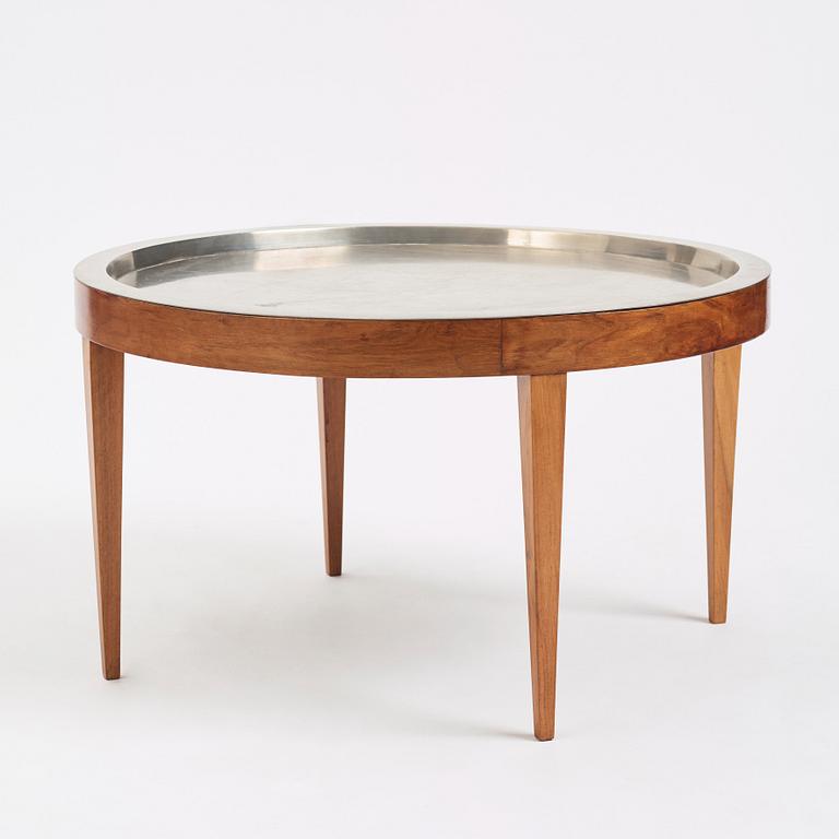 Josef Frank, a pewter top walnut table, model 2110, Svenskt Tenn Sweden, Mid 20th C. The table was designed in 1947.