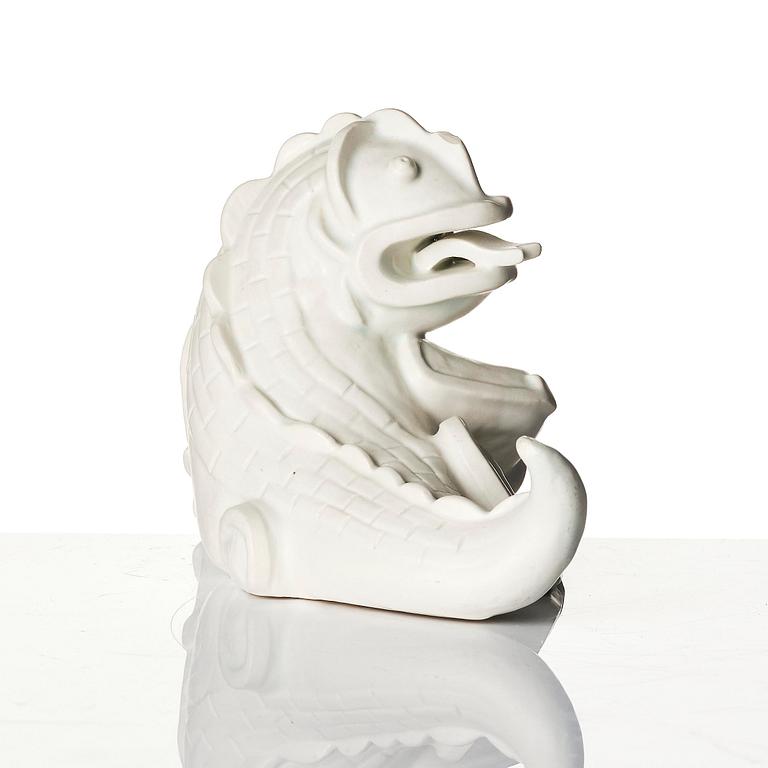 Wilhelm Kåge, a set of two stoneware sculptures of dragon puppies, Gustavsberg, 1940s.
