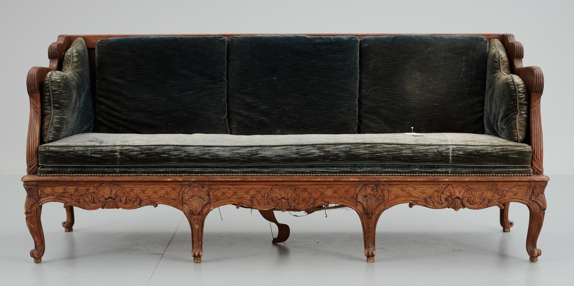 TRÅGSOFFA, rokokostil, 1800-tal.