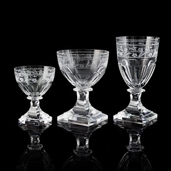 A Cut glass service, presumably by Kosta, 20th Century. (26 pieces).