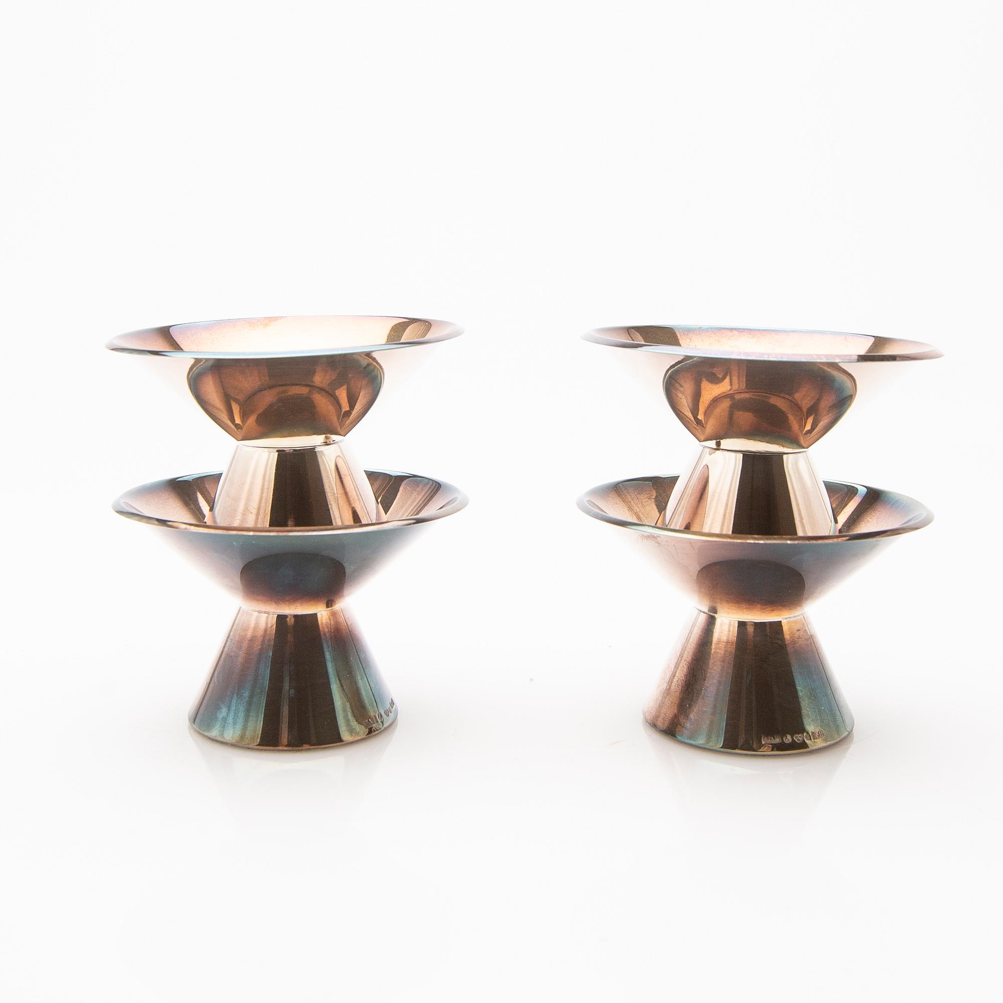 Ljusstakar, 4 st, silver, GAB, Stockholm, 1965-70.