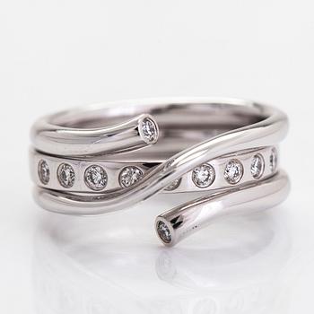 Georg Jensen, an 18K white gold two- piece 'Magic' ring, brilliant-cut diamonds totaling approx. 0.22 ct.