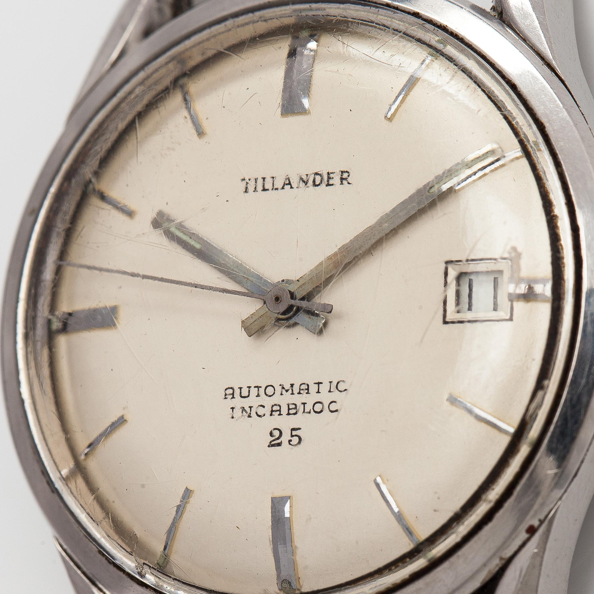Tillander, Automatic Incabloc 25, wristwatch, 35 mm, steel, automatic.