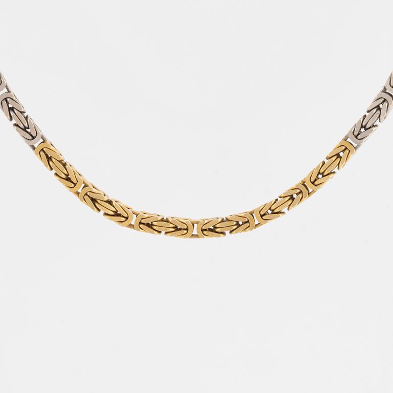 LÅNG KEDJA, Köningskette, Kejsarlänk, 14K guld i två färger.