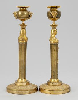 A pair of Empire candlesticks, probably Swedish.