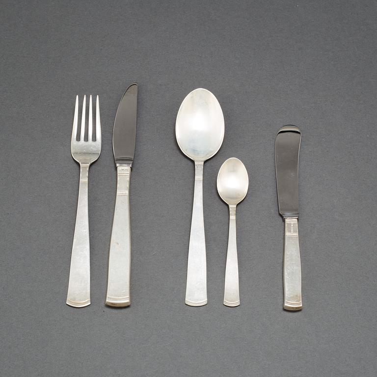 A 30 pcs silver cutlery 'Rosenholm' by Jacob Ängman for GAB, Stockholm, 1971-1993.